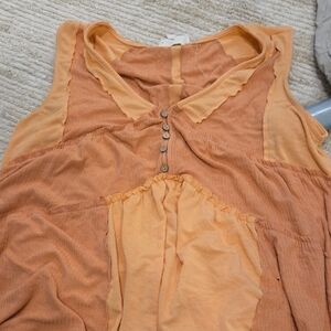 Orange Sleeveless Button-Up Top